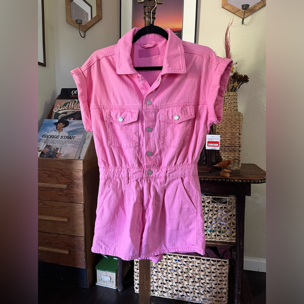 BLANKNYC Pink Shadow Denim Romper NEW Size XS